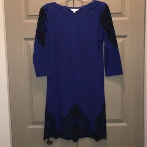 Royal blue, with black lace detail dress
